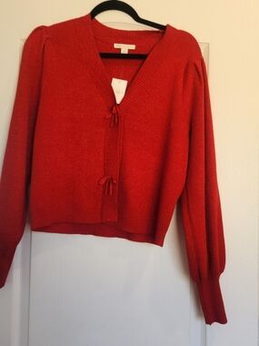Cato Red Tie-Front V-Neck Cardigan L BNWT